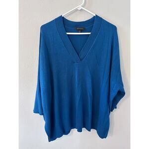 Ann Taylor womens size XXL blue v neck quarter sleeve sweater shirt oversized